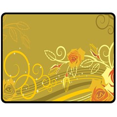 Flower Floral Yellow Sunflower Star Leaf Line Gold Fleece Blanket (medium)  by Mariart