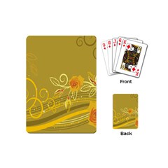 Flower Floral Yellow Sunflower Star Leaf Line Gold Playing Cards (mini) 