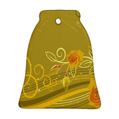 Flower Floral Yellow Sunflower Star Leaf Line Gold Ornament (bell) by Mariart