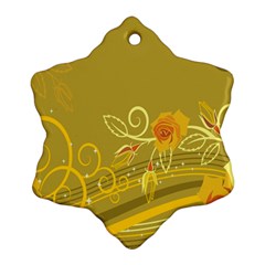 Flower Floral Yellow Sunflower Star Leaf Line Gold Snowflake Ornament (two Sides) by Mariart