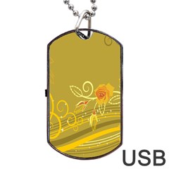 Flower Floral Yellow Sunflower Star Leaf Line Gold Dog Tag Usb Flash (two Sides) by Mariart