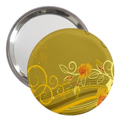 Flower Floral Yellow Sunflower Star Leaf Line Gold 3  Handbag Mirrors by Mariart