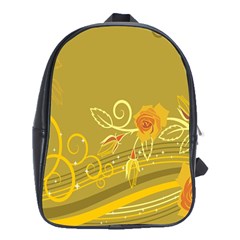 Flower Floral Yellow Sunflower Star Leaf Line Gold School Bag (xl) by Mariart