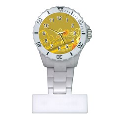 Flower Floral Yellow Sunflower Star Leaf Line Gold Plastic Nurses Watch by Mariart