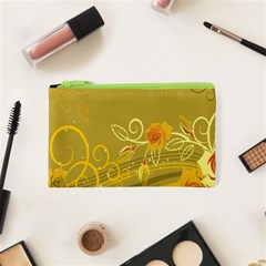 Flower Floral Yellow Sunflower Star Leaf Line Gold Cosmetic Bag (xs) by Mariart