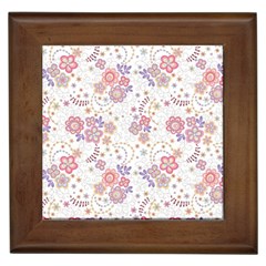 Flower Floral Sunflower Rose Purple Red Star Framed Tiles by Mariart