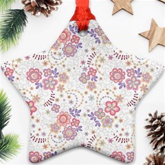 Flower Floral Sunflower Rose Purple Red Star Ornament (star) by Mariart