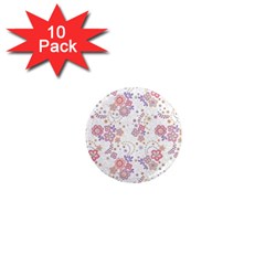 Flower Floral Sunflower Rose Purple Red Star 1  Mini Magnet (10 Pack)  by Mariart