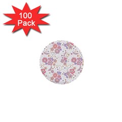 Flower Floral Sunflower Rose Purple Red Star 1  Mini Buttons (100 Pack)  by Mariart