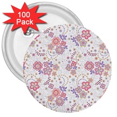 Flower Floral Sunflower Rose Purple Red Star 3  Buttons (100 Pack)  by Mariart