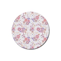 Flower Floral Sunflower Rose Purple Red Star Rubber Coaster (round) 