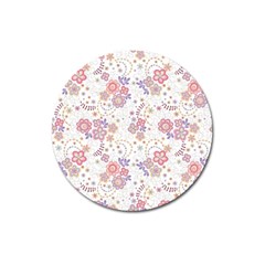 Flower Floral Sunflower Rose Purple Red Star Magnet 3  (round) by Mariart