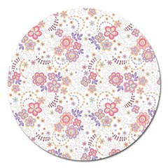 Flower Floral Sunflower Rose Purple Red Star Magnet 5  (round) by Mariart