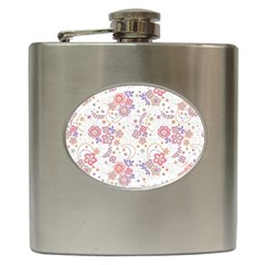 Flower Floral Sunflower Rose Purple Red Star Hip Flask (6 Oz) by Mariart