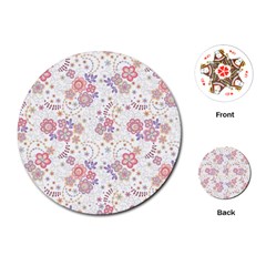 Flower Floral Sunflower Rose Purple Red Star Playing Cards (round)  by Mariart