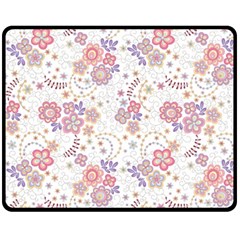 Flower Floral Sunflower Rose Purple Red Star Fleece Blanket (medium)  by Mariart