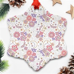 Flower Floral Sunflower Rose Purple Red Star Ornament (snowflake) by Mariart