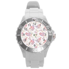 Flower Floral Sunflower Rose Purple Red Star Round Plastic Sport Watch (l)