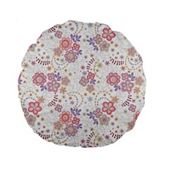 Flower Floral Sunflower Rose Purple Red Star Standard 15  Premium Round Cushions by Mariart