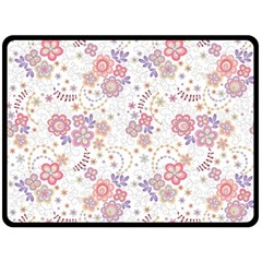 Flower Floral Sunflower Rose Purple Red Star Double Sided Fleece Blanket (large)  by Mariart