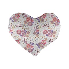 Flower Floral Sunflower Rose Purple Red Star Standard 16  Premium Flano Heart Shape Cushions by Mariart