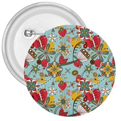 Flower Fruit Star Polka Rainbow Rose 3  Buttons by Mariart