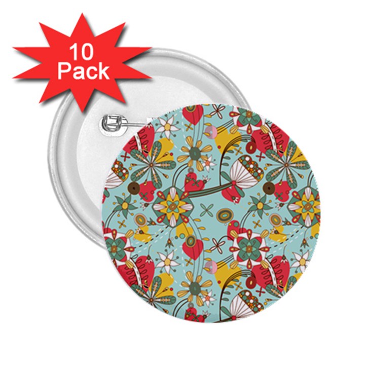 Flower Fruit Star Polka Rainbow Rose 2.25  Buttons (10 pack) 