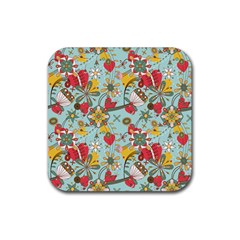 Flower Fruit Star Polka Rainbow Rose Rubber Coaster (square) 