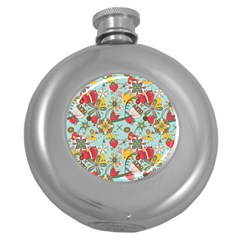 Flower Fruit Star Polka Rainbow Rose Round Hip Flask (5 Oz) by Mariart