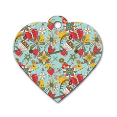 Flower Fruit Star Polka Rainbow Rose Dog Tag Heart (two Sides) by Mariart