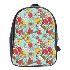 Flower Fruit Star Polka Rainbow Rose School Bag (large) by Mariart