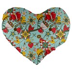 Flower Fruit Star Polka Rainbow Rose Large 19  Premium Heart Shape Cushions Front