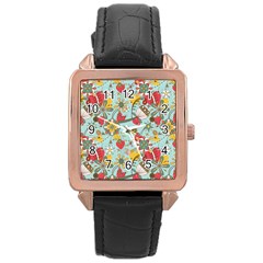 Flower Fruit Star Polka Rainbow Rose Rose Gold Leather Watch  by Mariart