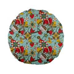 Flower Fruit Star Polka Rainbow Rose Standard 15  Premium Flano Round Cushions by Mariart