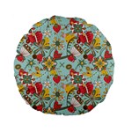 Flower Fruit Star Polka Rainbow Rose Standard 15  Premium Flano Round Cushions Back