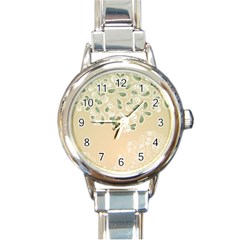 Flower Frame Green Sexy Round Italian Charm Watch by Mariart