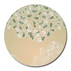 Flower Frame Green Sexy Round Mousepads by Mariart