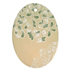 Flower Frame Green Sexy Ornament (oval) by Mariart