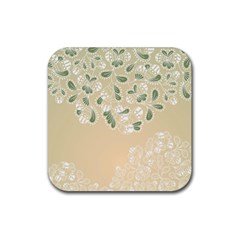 Flower Frame Green Sexy Rubber Coaster (square) 