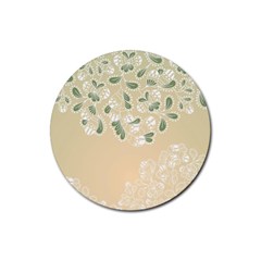 Flower Frame Green Sexy Rubber Coaster (round) 