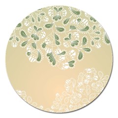 Flower Frame Green Sexy Magnet 5  (round)