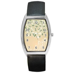 Flower Frame Green Sexy Barrel Style Metal Watch by Mariart