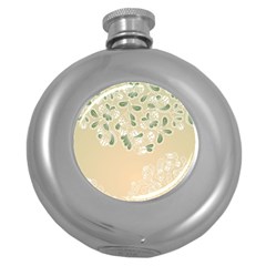 Flower Frame Green Sexy Round Hip Flask (5 Oz)