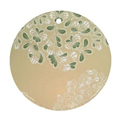 Flower Frame Green Sexy Round Ornament (two Sides)