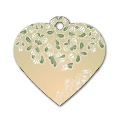 Flower Frame Green Sexy Dog Tag Heart (one Side)