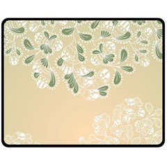 Flower Frame Green Sexy Fleece Blanket (medium)  by Mariart