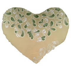 Flower Frame Green Sexy Large 19  Premium Heart Shape Cushions by Mariart