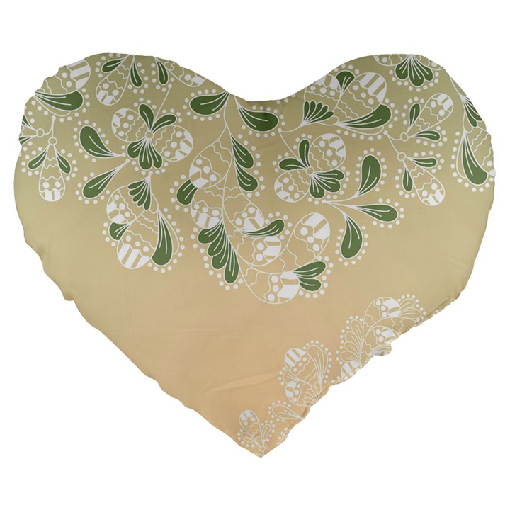 Flower Frame Green Sexy Large 19  Premium Flano Heart Shape Cushions