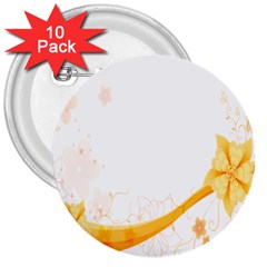 Flower Floral Yellow Sunflower Star Leaf Line 3  Buttons (10 Pack) 