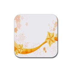 Flower Floral Yellow Sunflower Star Leaf Line Rubber Coaster (square)  by Mariart